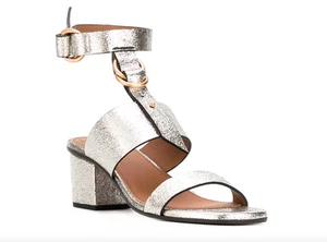 Chloe Kingsley Women's Grey Glitter Ankle Strap Heels Z3687 Size 37.5 EU /7.5 US - Picture 1 of 6