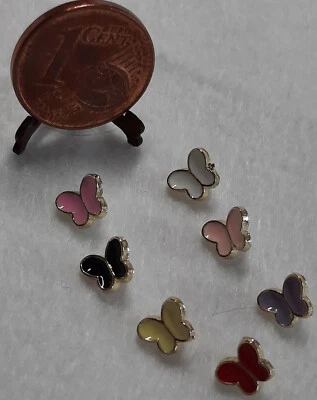 4 Miniatur Knöpfe SCHMETTERLING, winzige Mode im Puppenhaus, 6 x 5 mm,Farbwahl - Bild 1 von 2