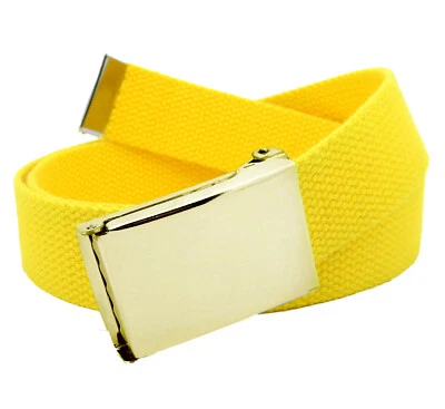 Build A Cinturón Para Hombre Dorado Abatible Top 1.25" Hebilla Ancha con Cinturón de Tela de Lona Foto 1 de 4