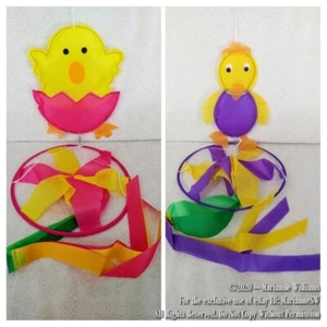 2 NEW EASTER SPRING WIND SPINNERS OUTDOOR GARDEN DECOR EASTER CHICKS EASTER EGG - Picture 1 of 2