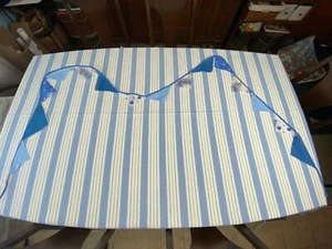 Vintage Handkerchief Bunting / Garland Banner 9 Feet Handmade Blue Green Flower - Picture 1 of 11