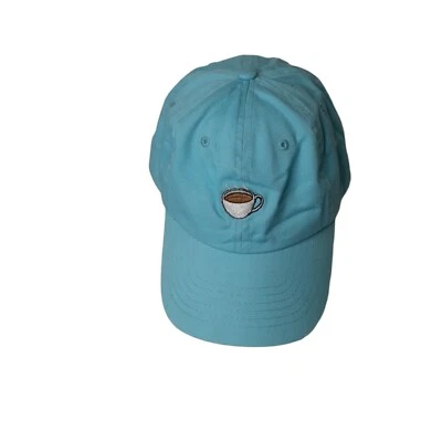 Gorra de béisbol azul bordada taza de café correa ajustable gorra trasera Foto 1 de 4