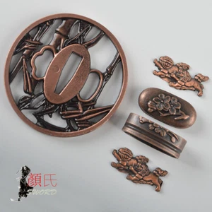 Retro Bambom Tsuba Handschutz Kashira Fuchi Menuki Legierung für japanische Schwerter - Bild 1 von 3