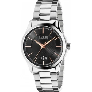 Gucci G-Timeless Sapphire Auto 38mm Black Dial Silver Bracelet Watch YA126432 - Picture 1 of 1