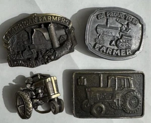 Vintage American Farmers Proud To Be A Farmer Tractor Gürtelschnalle Lot Harvester - Bild 1 von 11