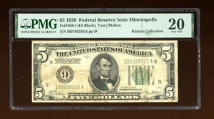 DBR 1928 $5 FRN Minneapolis Numeral Fr. 1950-I PMG VF-20 Serial I03705532A - Picture 1 of 2