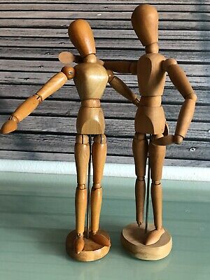 2 Muñecas De Extremidades Figura Para Pintar Muñeca De Madera Muñeca De Dibujo Muñeca Articulada (mujer Y Hombre) • 35€