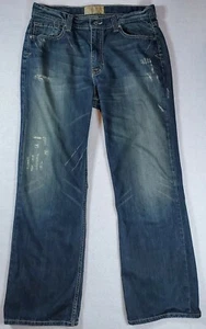 BKE Men's Size 33 x 32 "Tyler" Distressed Denim Blue Jeans Buckle Thick Stitched - Picture 1 of 8