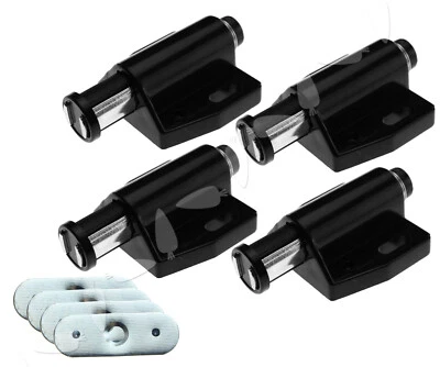 4Pcs Push Open Door Drawer Cabinet Latch Catch Touch Kitchen Cupboard Black - Image 1 of 3