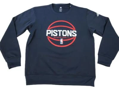 New Detroit Pistons Basketball Mens Sizes M-XL Adidas Blue Sweatshirt - Image 1 of 4
