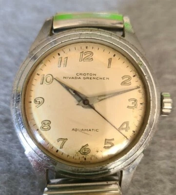 Croton Nivada Grenchen Aquamatic military watch great dial  - Image 1 of 4