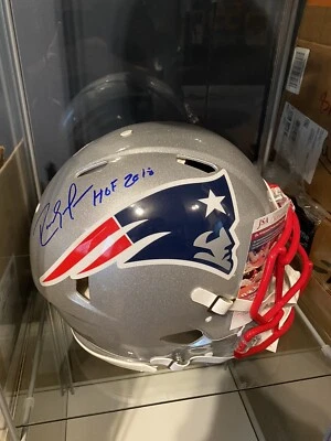 Patriots Randy Moss “ HOF 18" Signed Authentic Full Size Helmet jsa witness - Image 1 of 4