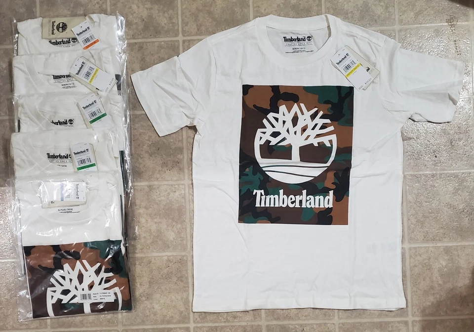 Timberland Boys Short Sleeve Shirt BLACK/GRAY/WHITE - Size 14/16 Large