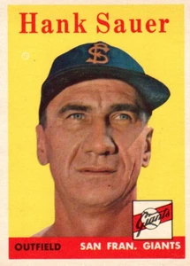 1958 Topps Baseball Card Hank Sauer O/F San Fran Giants NEAR MINT # 378 - Picture 1 of 2