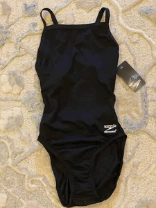 Costume da bagno donna Speedo taglia 28 pezzo unico Endurance + Fly Back competitivo nero nuovo con etichette - Foto 1 di 9