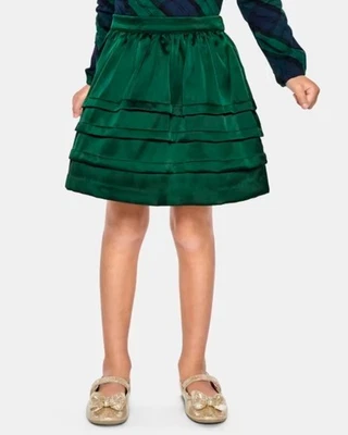 Falda Gymboree Niñas Verde Esmeralda Pintuck Satén Nueva con Etiquetas Cascanueces Fiesta de Navidad Foto 1 de 4