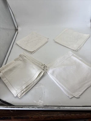 Lote De Colección 13 Servilletas Misceláneas Blanco Lino Algodón Damasco 1 Juego De 6 Foto 1 de 4