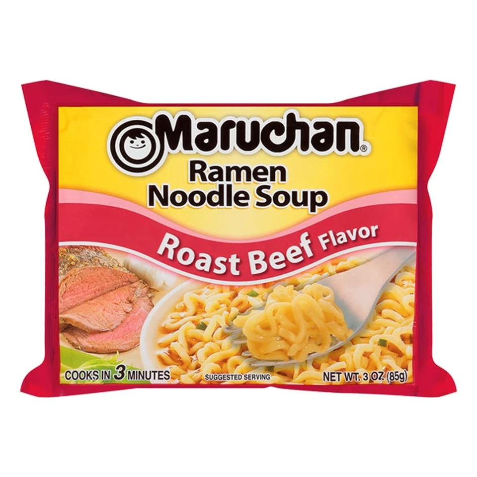 Maruchan Ramen Roast Beef Flavor Noodle Soup 3 Oz (pack of 24)