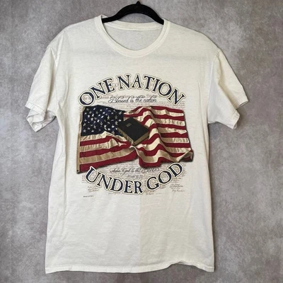 Vintage 90's Red Letter 9 One Nation Under God Jesus Tee Psalm 33:12 Unisex M - Image 1 of 4