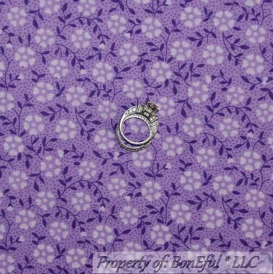 BonEful Fabric FQ Cotton Quilt Purple Light Pastel Calico Flower Leaf Dot Girl S - Image 1 of 4