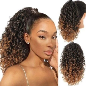 Afro Kinky Curly Ponytail Puff Afro Bun Updo Hair Synthetic Drawstring 14 Inches - Picture 1 of 19
