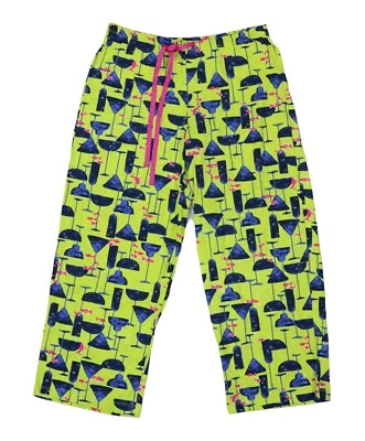 HUE Sipping Fishes Print Cropped Drawstring Waist Women's Pajama Bottoms NWT - Image 1 of 2