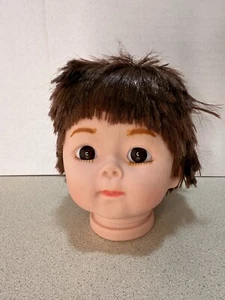 Vintage Puppenkopf zum Basteln / braun verwurzelte Haare braun schöne Augen  - Bild 1 von 9