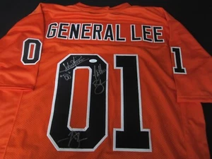 General Lee Jersey Autographed Catherine Bach - Tom Wopat - John Schneider JSA - Picture 1 of 2