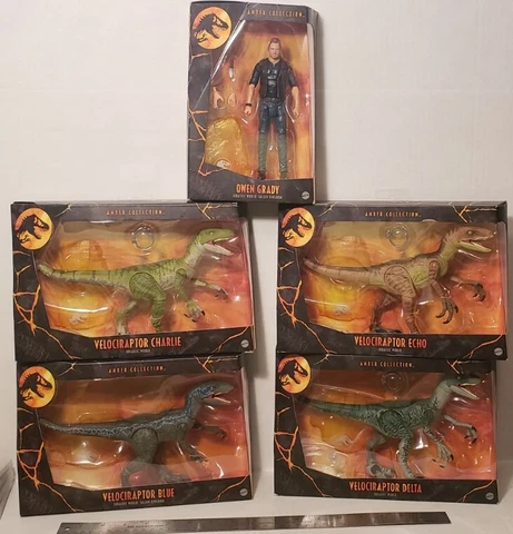 Jurassic World Amber Collection Raptor Squad Blue Charlie Delta Echo Owen Grady Cover