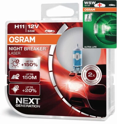 Osram H11 12V 55W NIGHT BREAKER LASER +150% mehr Helligkeit 2Stk.+W5W LL - Bild 1 von 4
