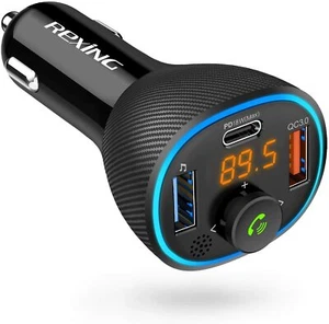 Rexing nadajnik FM ładowarka samochodowa z Bluetooth 5.0, bezprzewodowy adapter audio - Zdjęcie 1 z 7