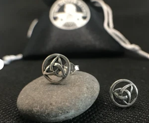 Celtic circle and triangle earrings Sterling Silver 925 - TSE033 - Picture 1 of 5