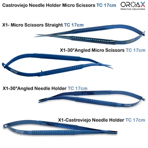 Castroviejo Needle Holder Micro Eye Surgery Scissors Dental Surgical 4Pcs Set - Picture 1 of 5
