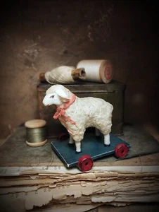 Мини кукла Овечка на подставке экологичный подарок ватная игрушка - Photo 1 sur 10