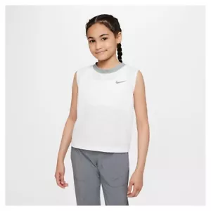 NIKE YOGA White/Light Smoke Gray DRI-FIT TANK TOP SHIRT BIG KIDS/GIRLS M 10-12 - Picture 1 of 4