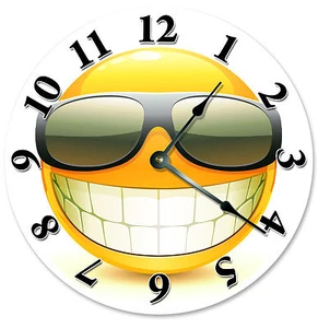 COOL SMILEY FACE WITH SUNGLASSES CLOCK Large 10.5 inch Wall Clock - 2104 - Picture 1 of 3
