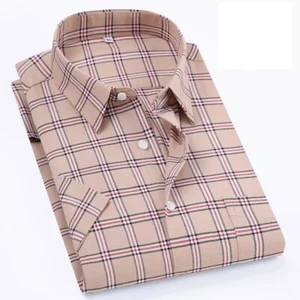 Mens Dress Shirts Short Sleeves Formal Business Slim Cotton Casual Shirts Tops - Picture 1 of 17