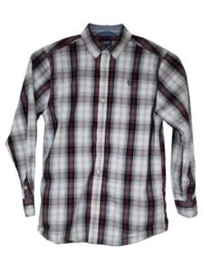 Chaps Boys Kids Check Plaid Shirt XL 18/20 Button Up White Red Multi Colors - Picture 1 of 6