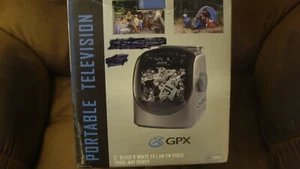 vintage GPX TVP2 5" Black & White TV w/ AM/FM Radio 3-Way Power ~ New open box - Picture 1 of 11