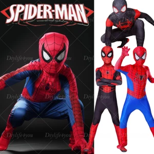Kids Spider-Man Cosplay Costume Boys Tobey Maguire Outfit Jumpsuit Fancy Dress - Picture 1 of 25