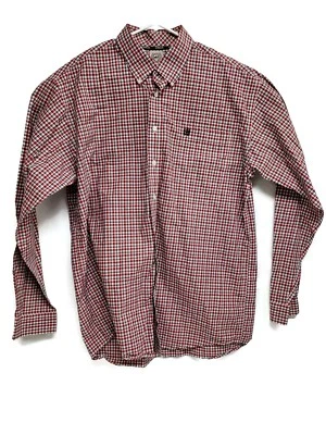 Camisa masculina CINCH xadrez grande vermelha branca preta manga longa - Imagem 1 de 4