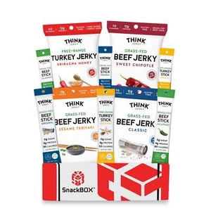 *NEW* Think Jerky Grass Fed Beef Free Range Turkey Jerky Care Package (10 Snacks - Picture 1 of 6