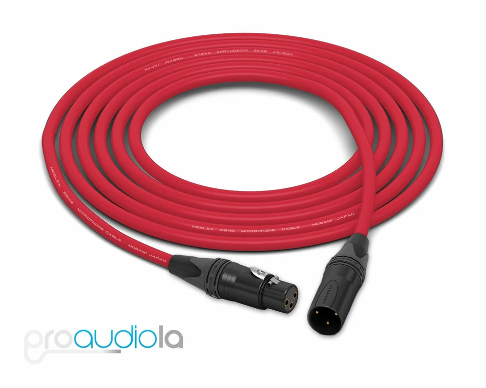 Cable Mogami 2549 | Neutrik Gold XLR-F XLR-M | Rojo 9 pies | 9 pies 9' Foto 1 de 1