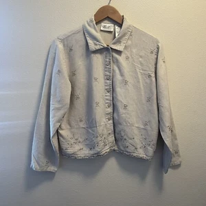 Kathie Lee Collection Beige Embroidered Button Down Short Jacket Size M (8-10) - Picture 1 of 14