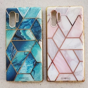 Samsung Galaxy Note 10+ Cases - Blue/Teal & Pink/White Marble - Picture 1 of 2