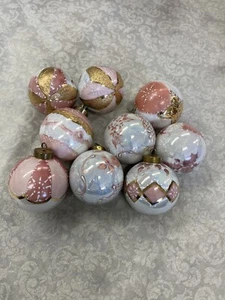 Vintage Alice Miller Handpainted Porcelain Ornament Pink Gold Signed lot ofNine  - Picture 1 of 10