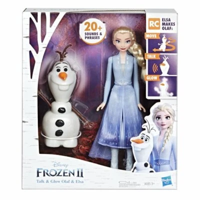  Disney Frozen 2 Talk and Glow Olaf and Elsa Dolls Hasbro NEW 20+ Sounds Phrases - Image 1 of 2