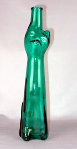 2022 HAPPY CAT FIGURAL RIESLING WINE BOTTLE GREEN KITTY KITTEN VASE EMPTY 13" - Picture 1 of 8