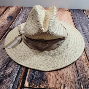 Madewell x Biltmore Panama Hat Small Medium Women Striped-Band Straw Beige Brown - Picture 1 of 8