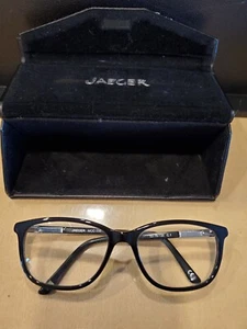 MONTATURA IN VETRO LUCITE NERO JAEGER CON CUSTODIA, USATA - Foto 1 di 8